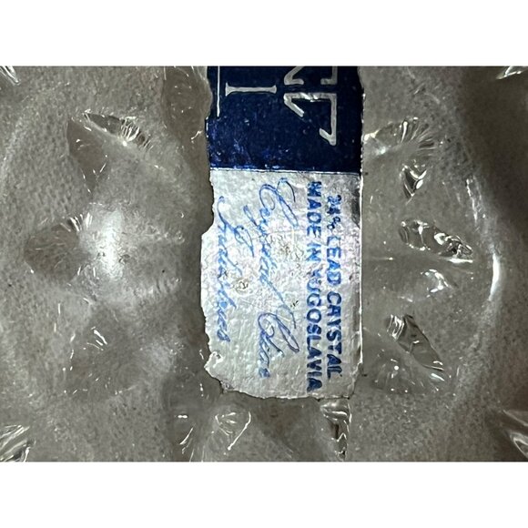 24% Lead Crystal Bowl Made In Yugoslavia With Scalloped Edge & Cut Design vintag - Picture 4 of 5